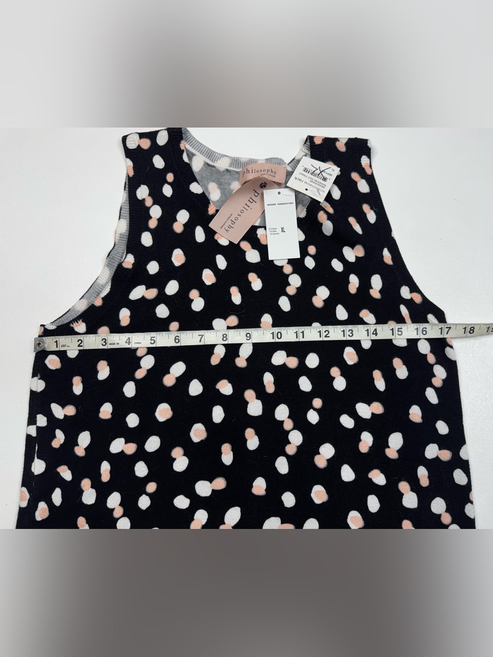 NWT Philosophy Black With Dot Sleeveless Sweater Print Womens XL - Picture 6 of 10